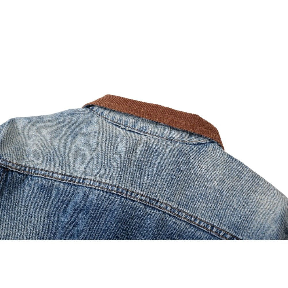 High Street Distressed Washed Denim Jacket - Thrashink