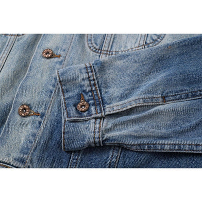 High Street Distressed Washed Denim Jacket - Thrashink