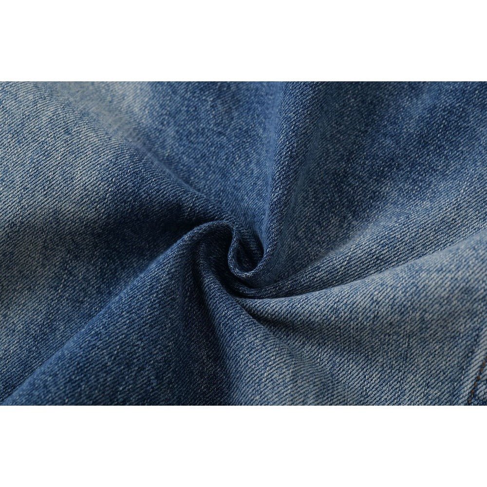 High Street Distressed Washed Denim Jacket - Thrashink