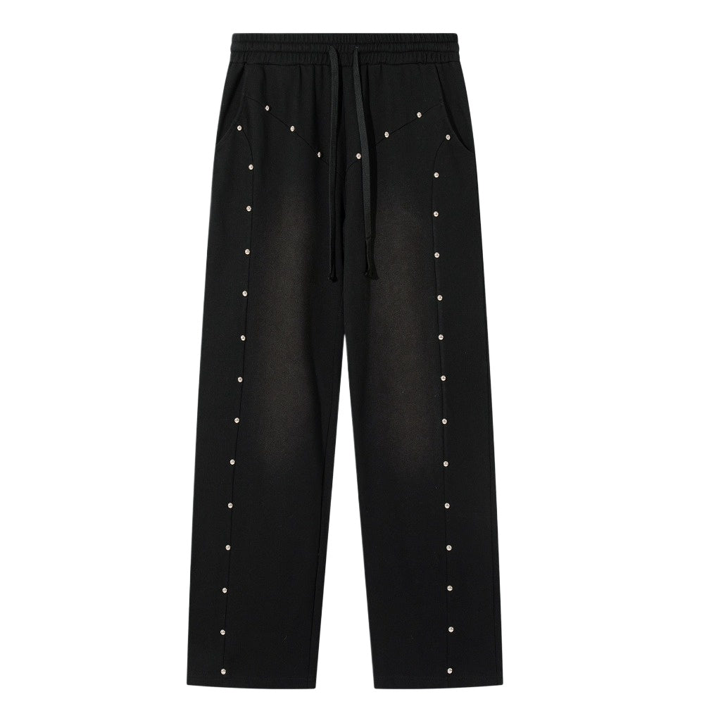 Hip - Hop Rivet Embellished Drawstring Pants - Thrashink