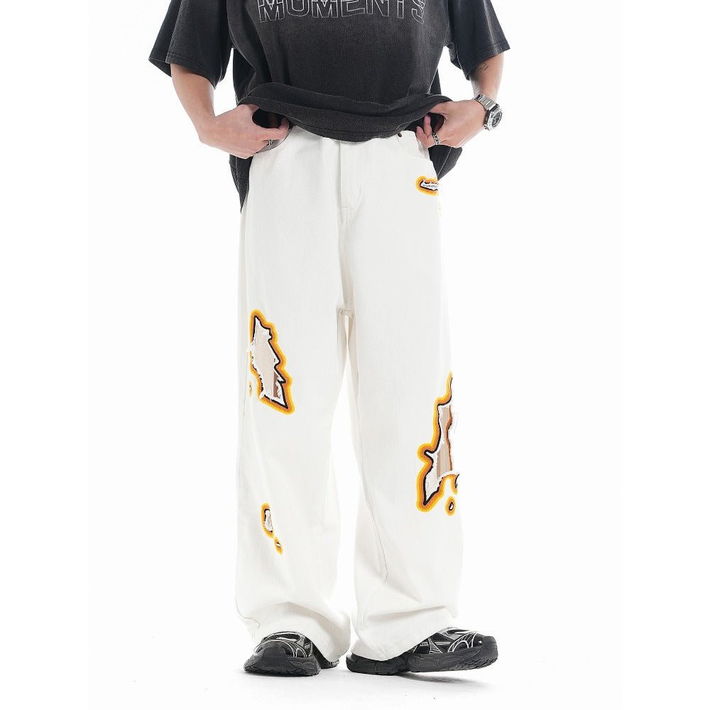 Hollow Flame Ripped Jeans - Thrashink