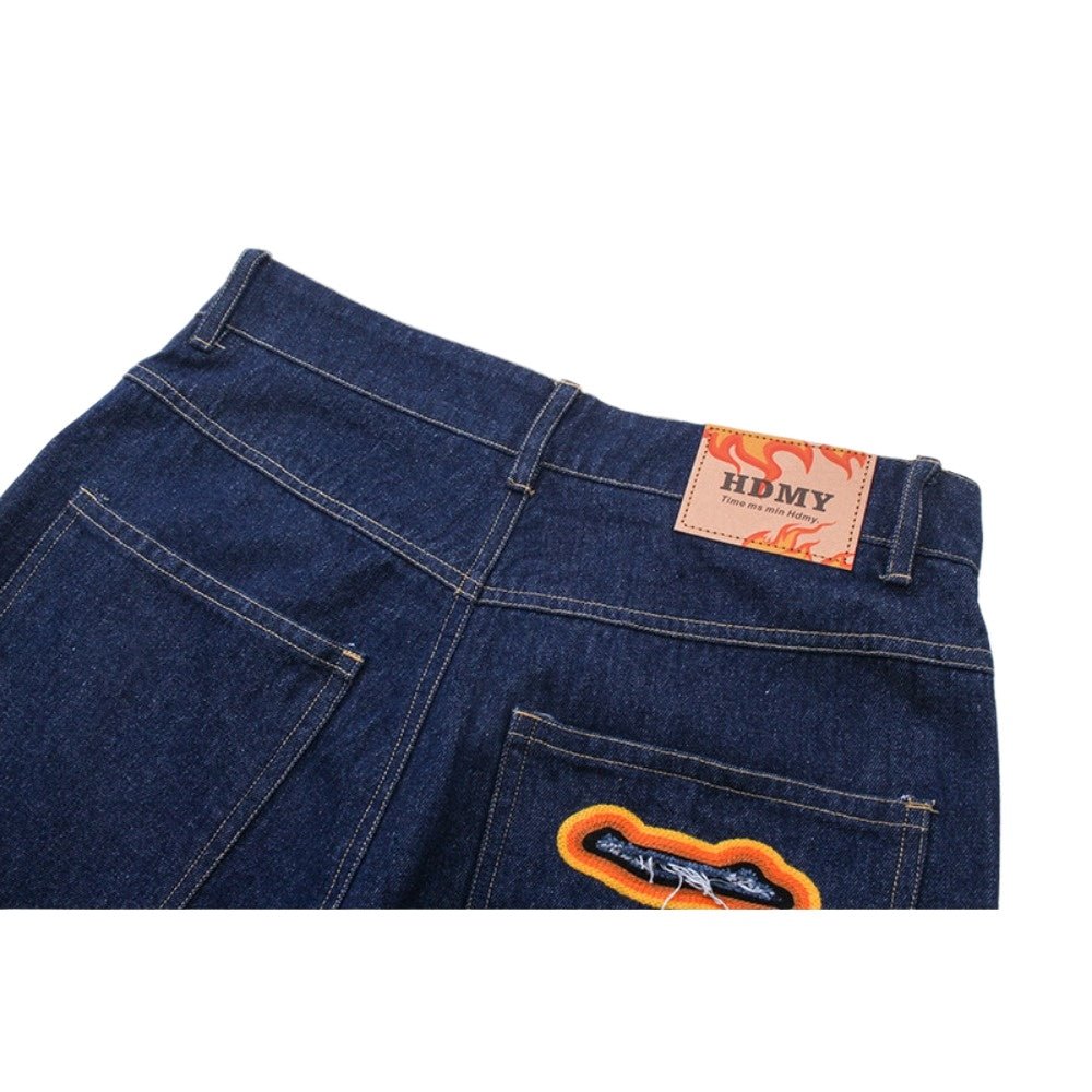 Hollow Flame Ripped Jeans - Thrashink