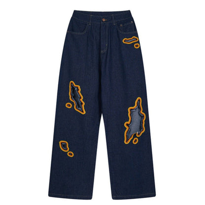 Hollow Flame Ripped Jeans - Thrashink