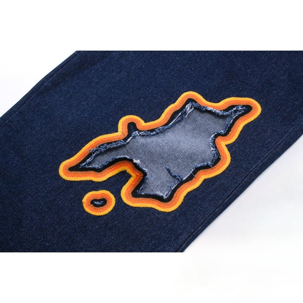 Hollow Flame Ripped Jeans - Thrashink