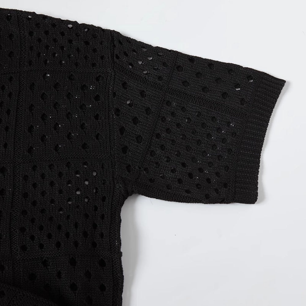 Hollow Mesh Grid Polo - Thrashink