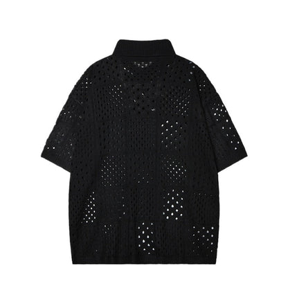 Hollow Mesh Grid Polo - Thrashink