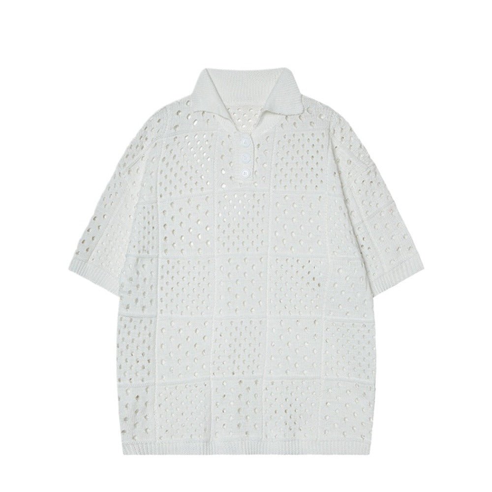 Hollow Mesh Grid Polo - Thrashink