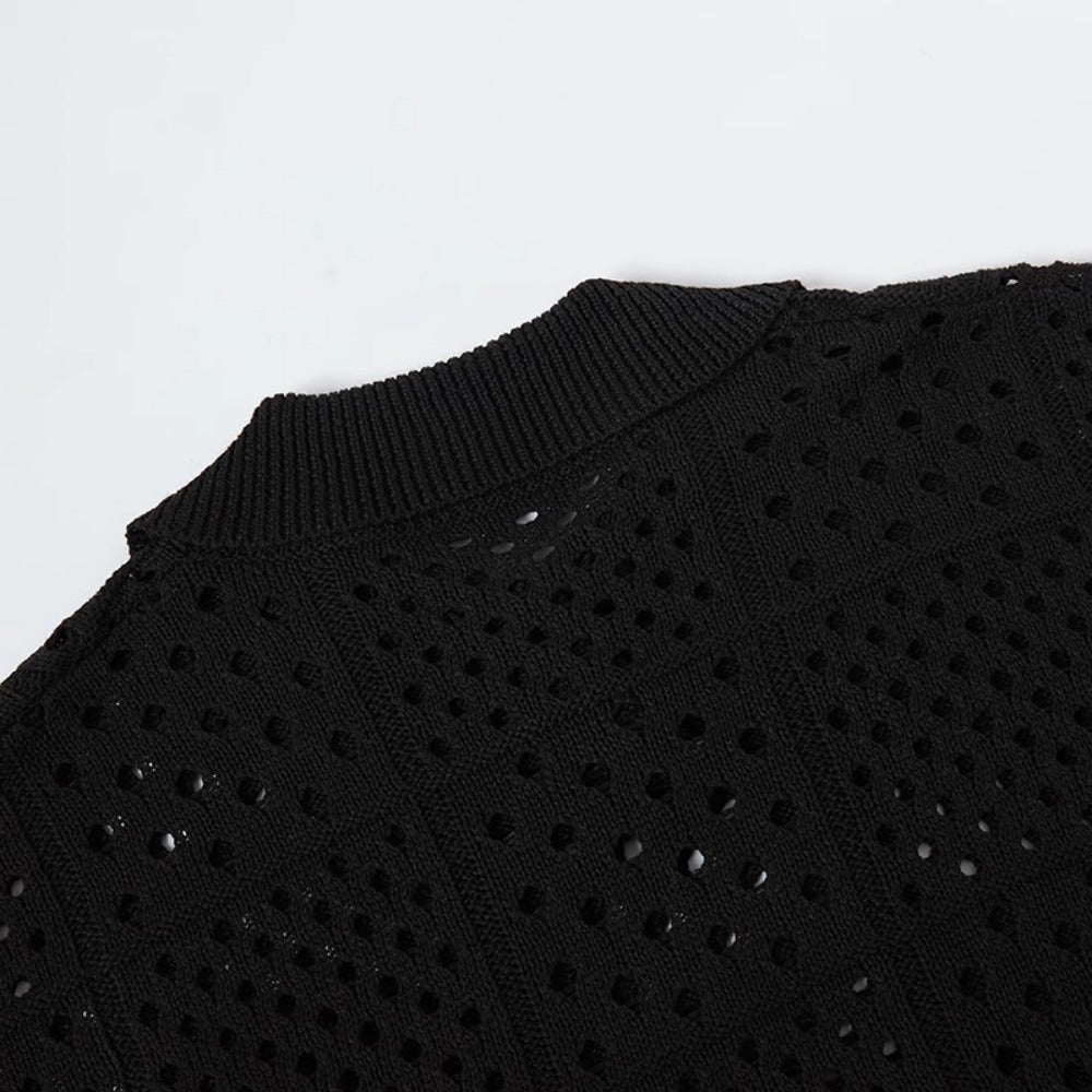 Hollow Mesh Grid Polo - Thrashink