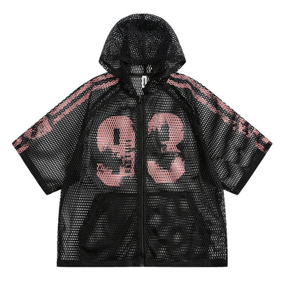 Hollow Print Hooded Shirt - Thrashink