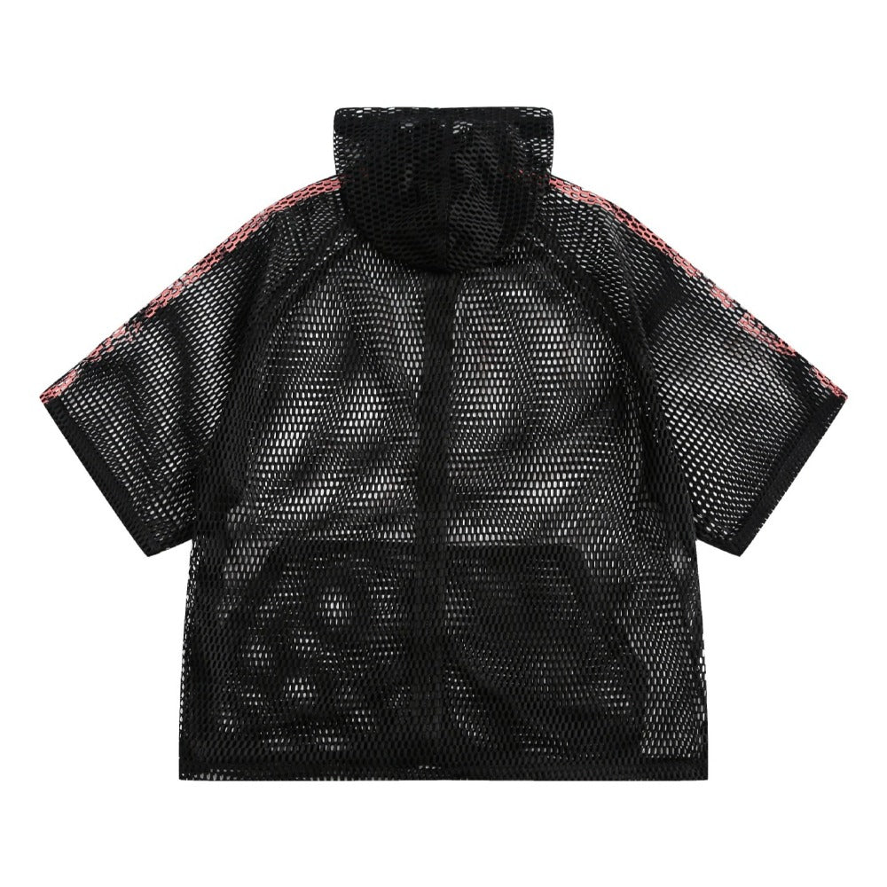 Hollow Print Hooded Shirt - Thrashink