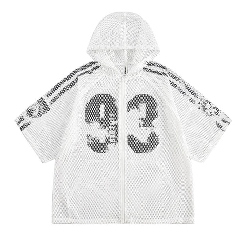 Hollow Print Hooded Shirt - Thrashink