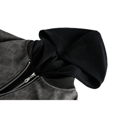 Hooded Suede - textured Bomber Jacket - Thrashink