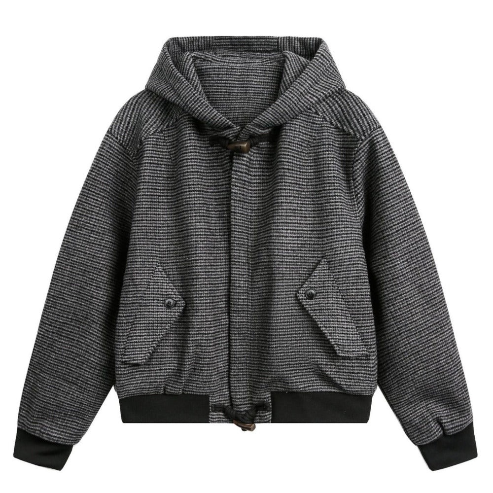 Houndstooth Toggle - Hood Tweed Jacket - Thrashink