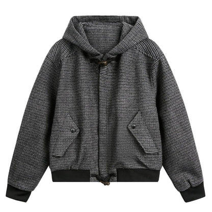 Houndstooth Toggle - Hood Tweed Jacket - Thrashink