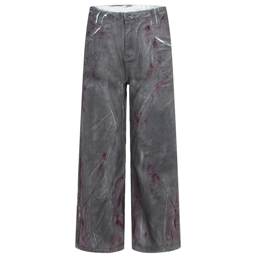 Industrial Gray Distressed Wide - Leg Jeans - Thrashink