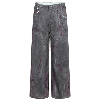 Industrial Gray Distressed Wide - Leg Jeans - Thrashink