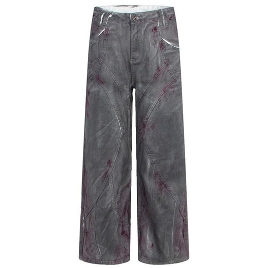 Industrial Gray Distressed Wide - Leg Jeans - Thrashink