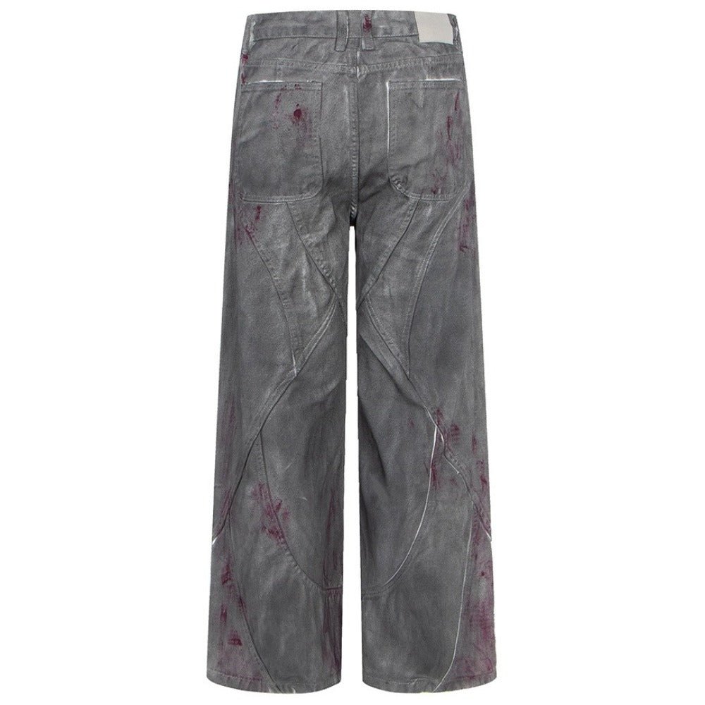 Industrial Gray Distressed Wide - Leg Jeans - Thrashink