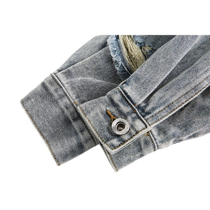 Ink Splash Distressed Denim Jacket - Thrashink