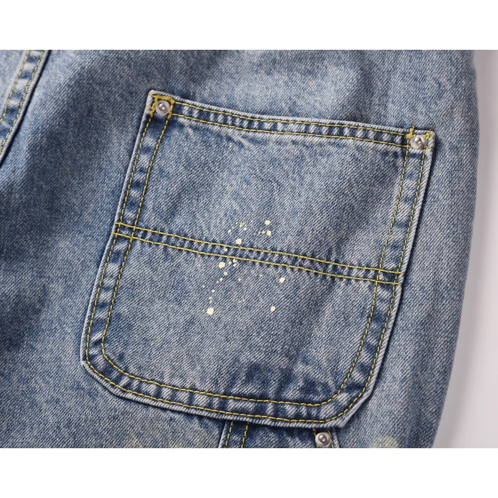 Ink - splashed Patchwork Flared Jeans - Thrashink