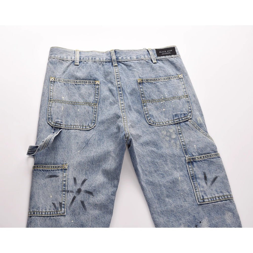 Ink - splashed Patchwork Flared Jeans - Thrashink