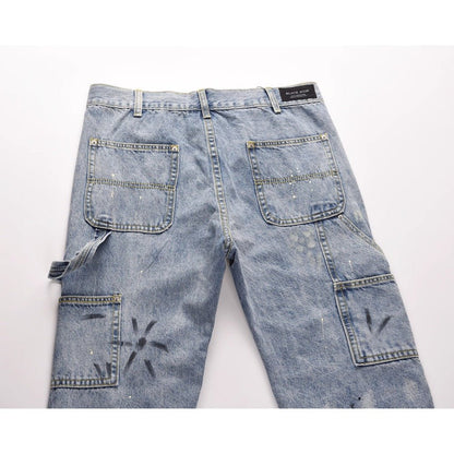 Ink - splashed Patchwork Flared Jeans - Thrashink