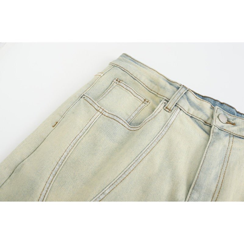 Irregular Lines Distressed Jeans - Thrashink