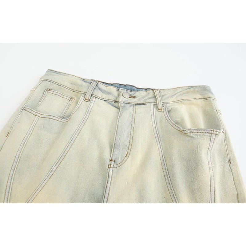 Irregular Lines Distressed Jeans - Thrashink