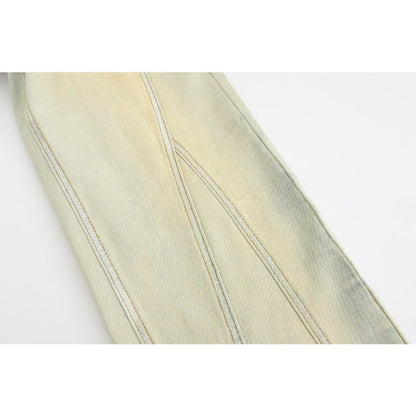 Irregular Lines Distressed Jeans - Thrashink