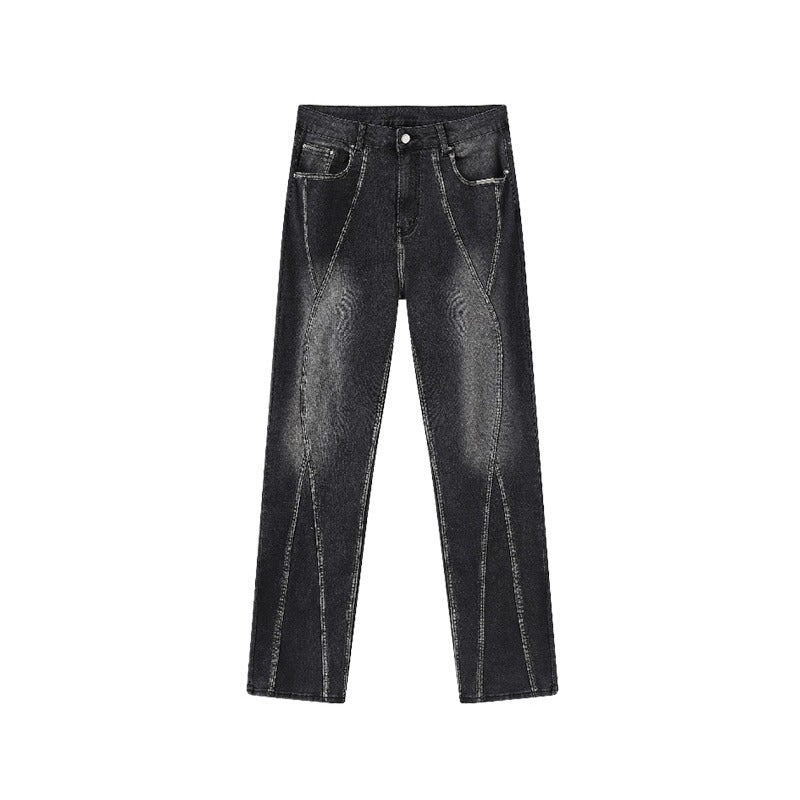 Irregular Lines Distressed Jeans - Thrashink