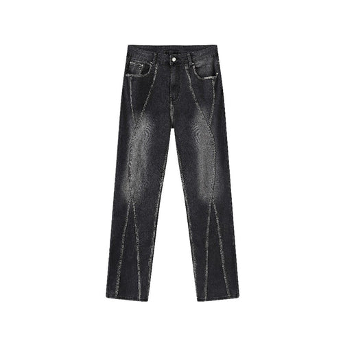 Irregular Lines Distressed Jeans - Thrashink