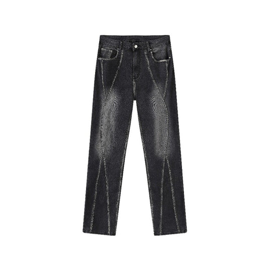 Irregular Lines Distressed Jeans - Thrashink