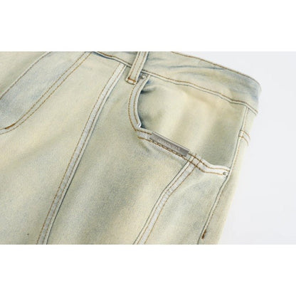 Irregular Lines Distressed Jeans - Thrashink