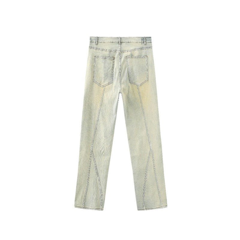 Irregular Lines Distressed Jeans - Thrashink