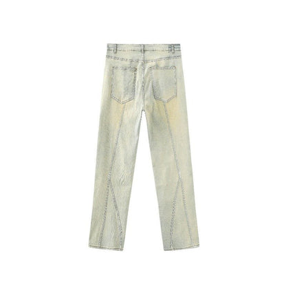 Irregular Lines Distressed Jeans - Thrashink