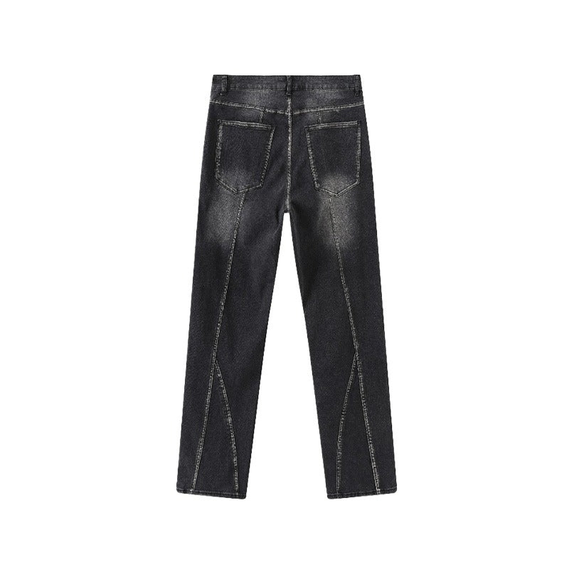 Irregular Lines Distressed Jeans - Thrashink