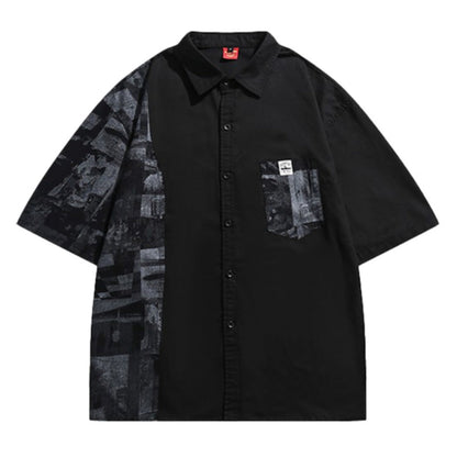 Irregular Mosaic Patch Shirt - Thrashink