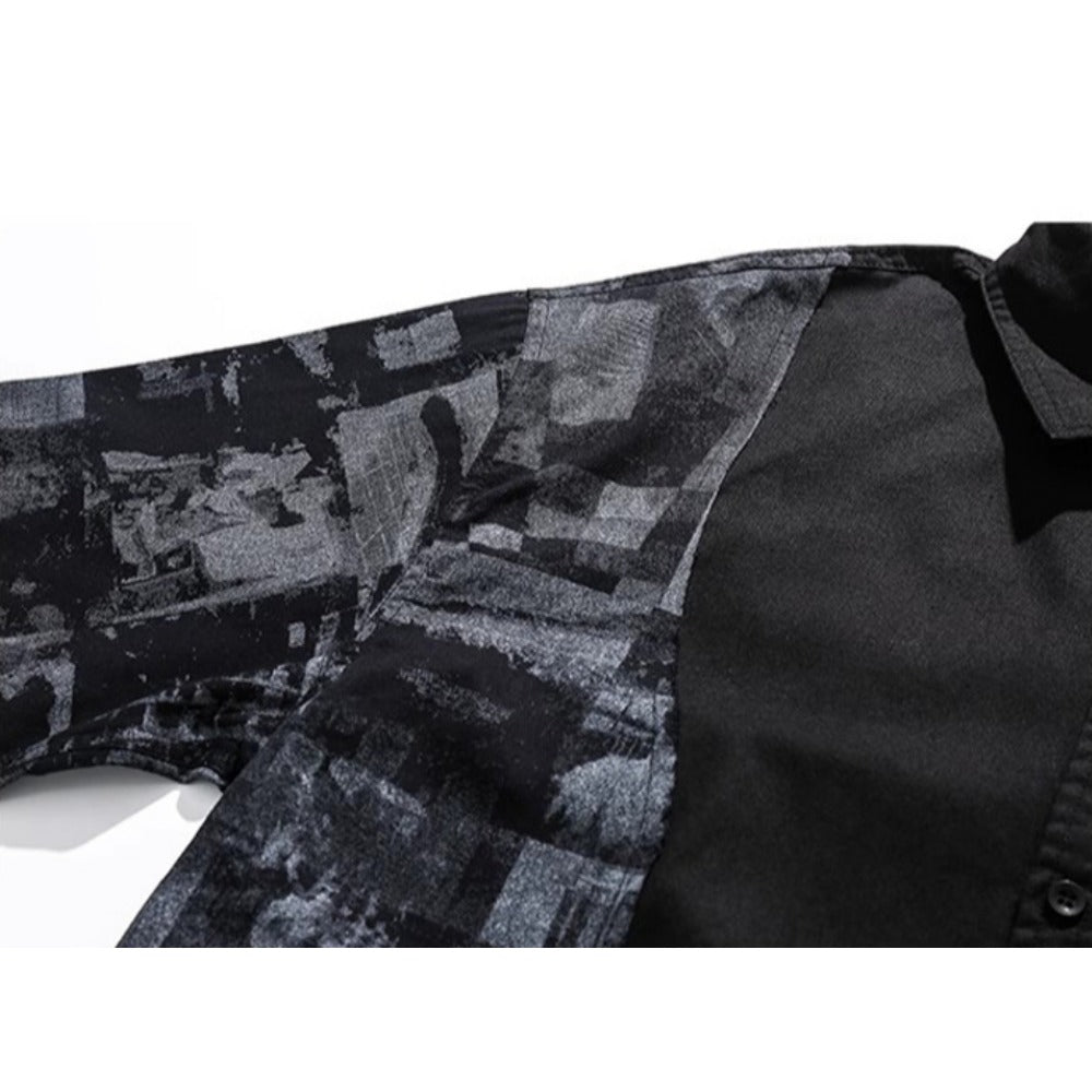 Irregular Mosaic Patch Shirt - Thrashink