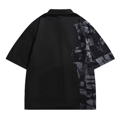 Irregular Mosaic Patch Shirt - Thrashink