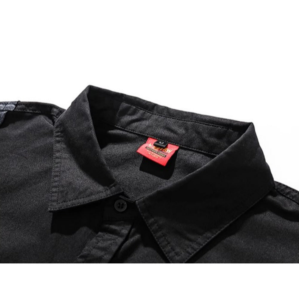 Irregular Mosaic Patch Shirt - Thrashink