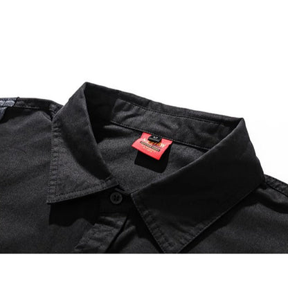 Irregular Mosaic Patch Shirt - Thrashink