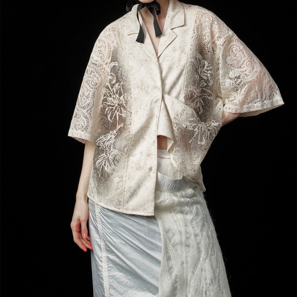 Jacquard Floral Spray Shirt - Thrashink