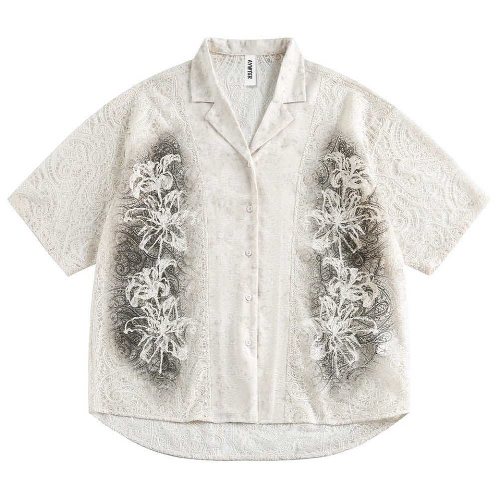 Jacquard Floral Spray Shirt - Thrashink