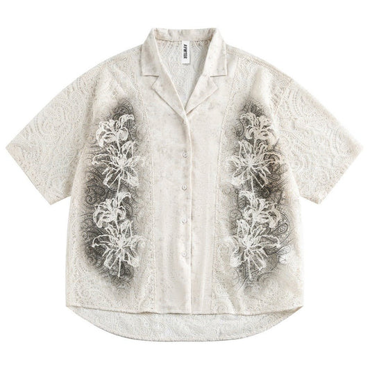 Jacquard Floral Spray Shirt - Thrashink