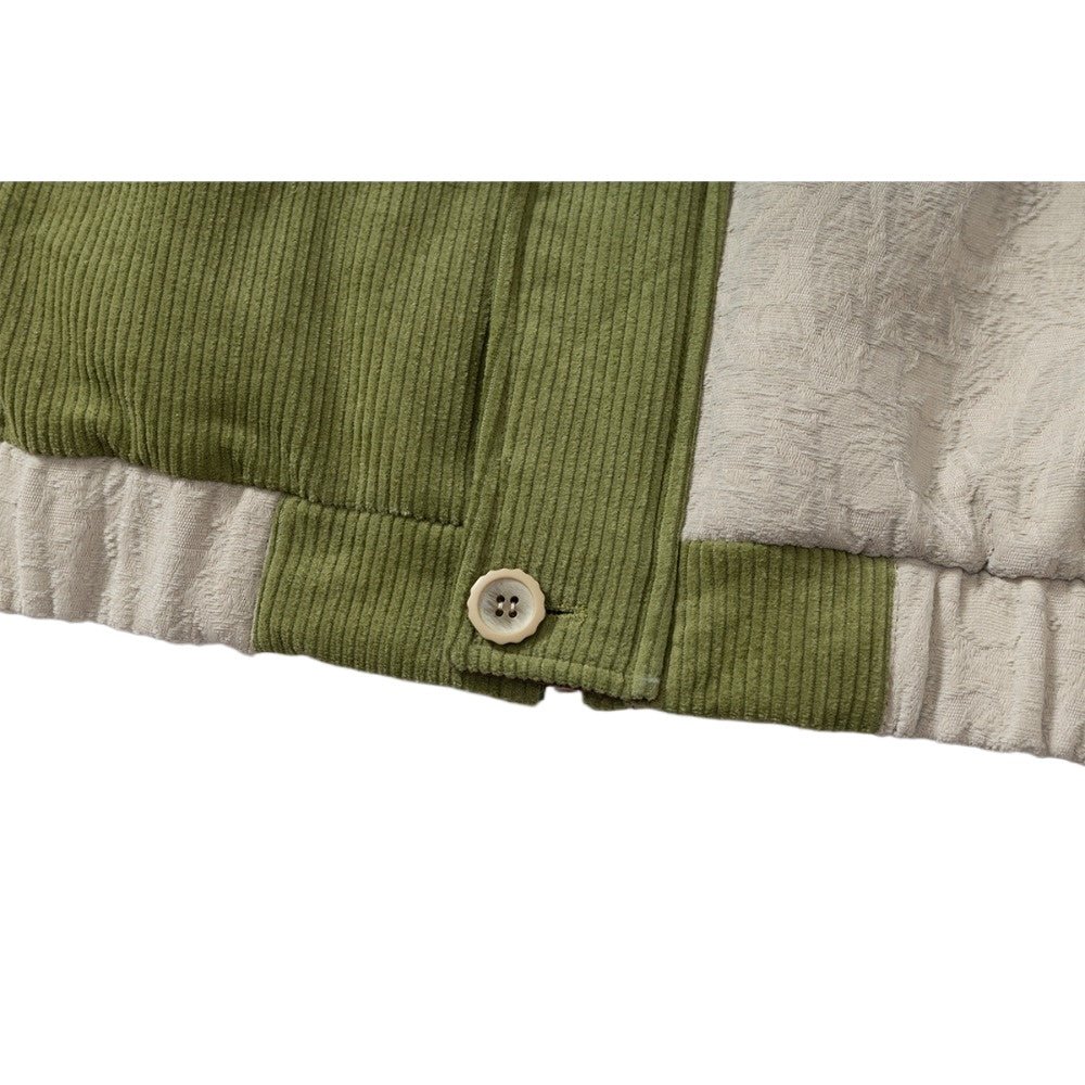 Jacquard Patchwork Corduroy Lapel Cotton Jacket - Thrashink