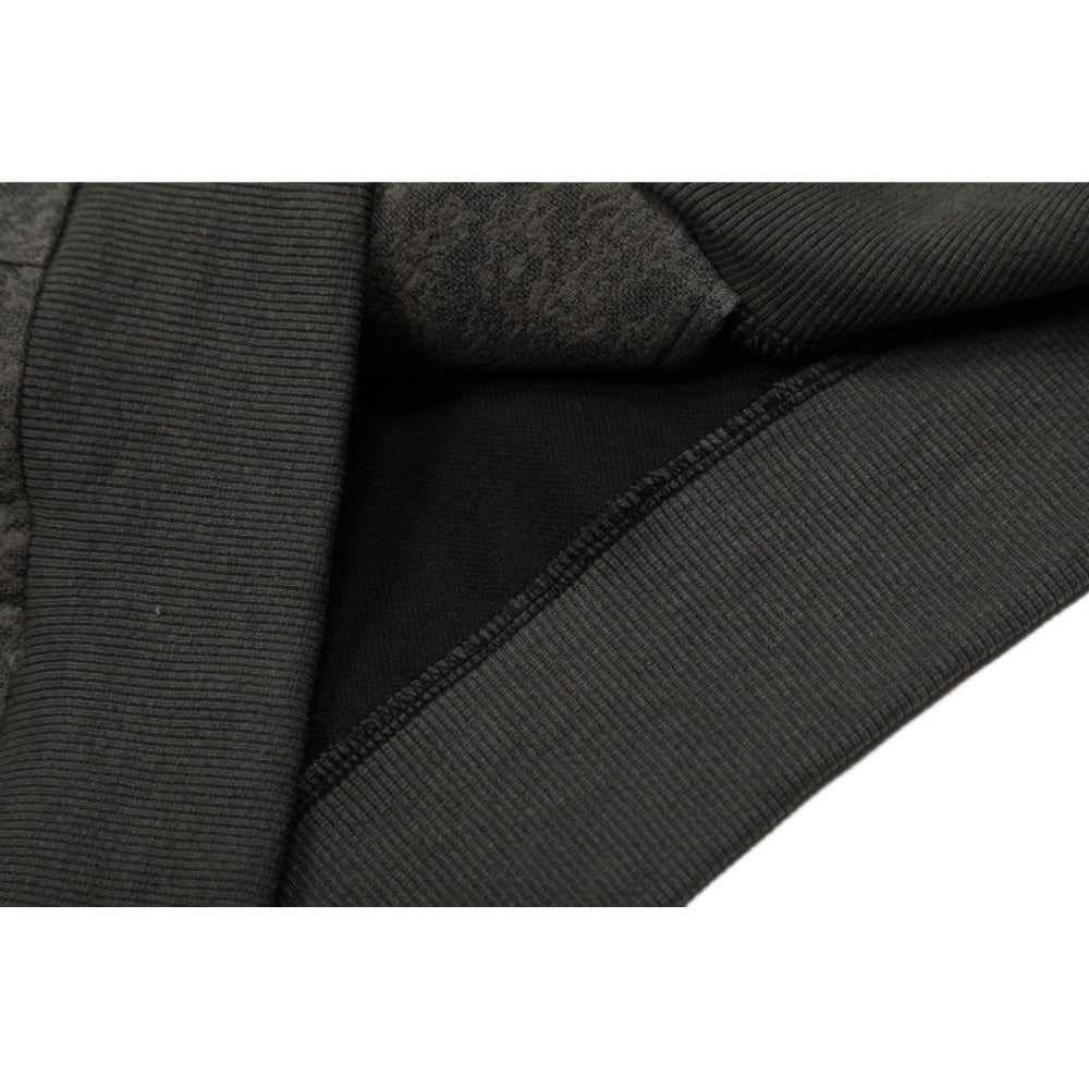 Jacquard Patterned Zip - Up Hooded Jacket - Thrashink