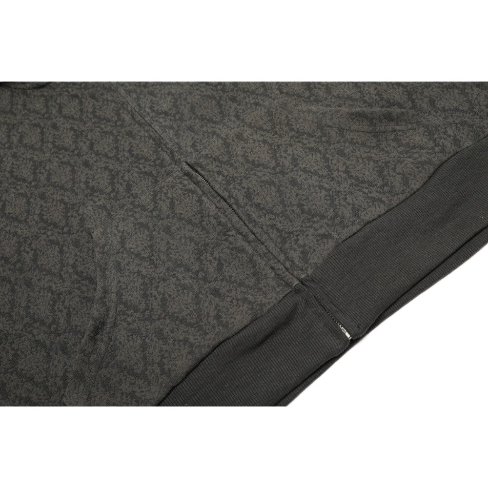 Jacquard Patterned Zip - Up Hooded Jacket - Thrashink