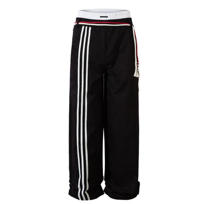Lace - up Three - bar Sports Sweatpants - Thrashink