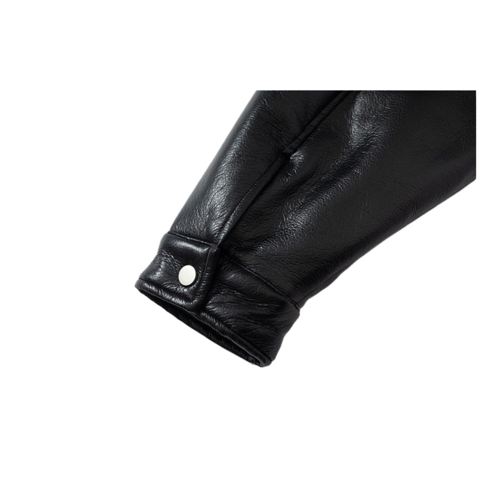 Lamb Wool and Leather Patchwork Cotton Jacket - Thrashink