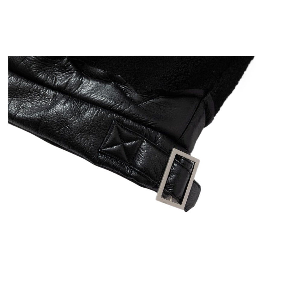 Lamb Wool and Leather Patchwork Cotton Jacket - Thrashink